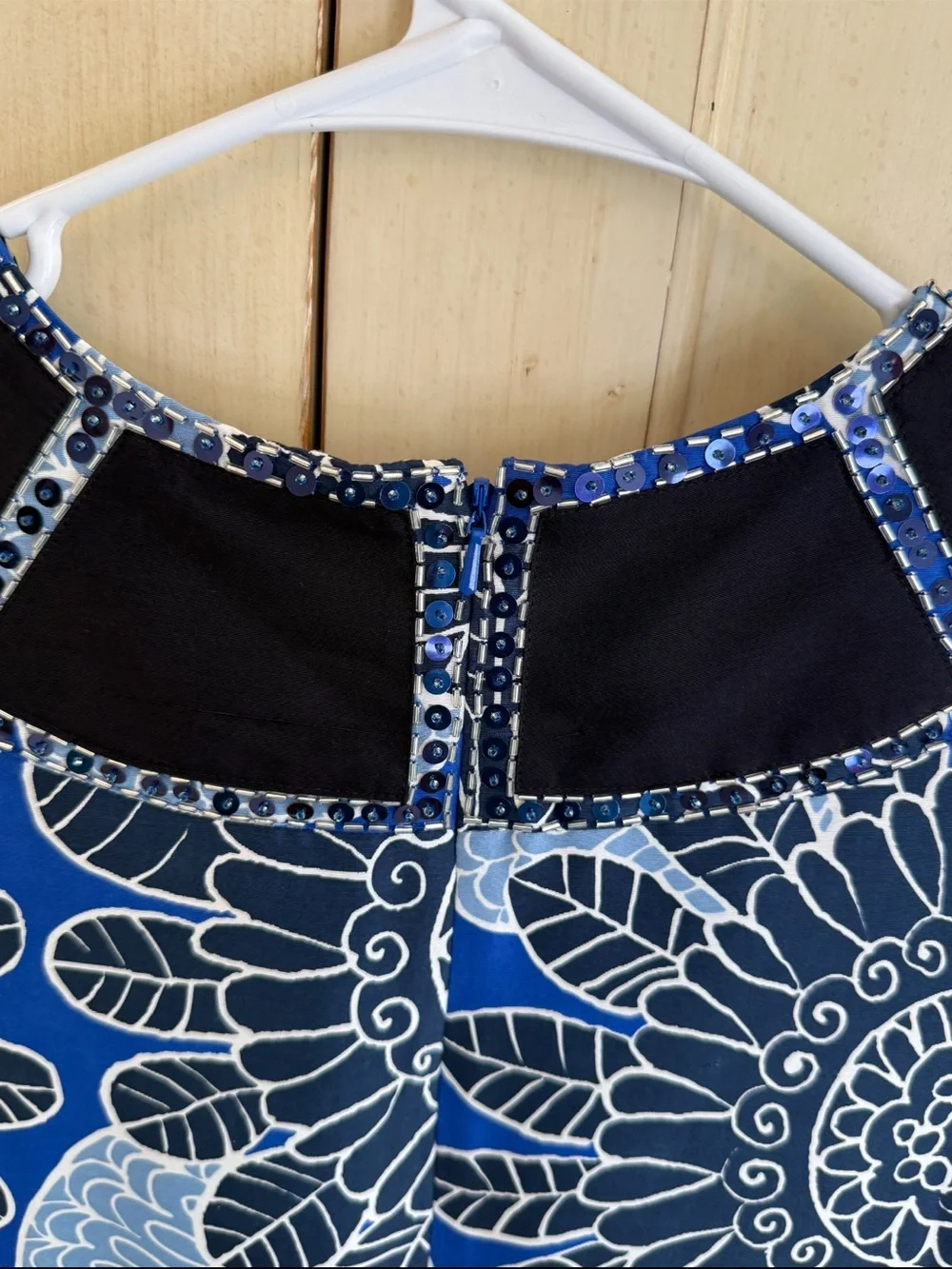 Sleeveless Blue Mosaic Floral Shift Dress